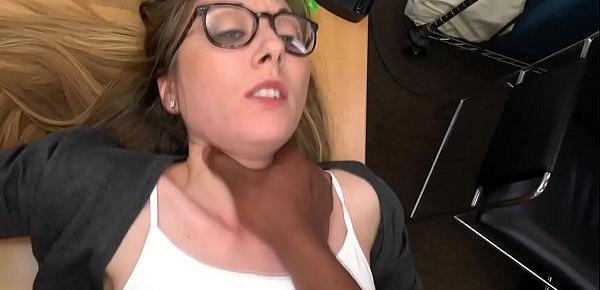  Interracial anal sex at the office after deep throat with horny teen.